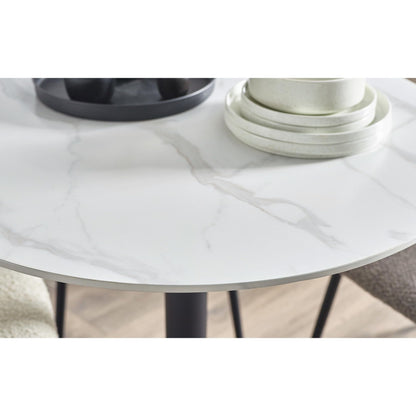 Julian Bowen Luca 80cm Round Dining Table White for 2 - H75 x W80 x D80cm