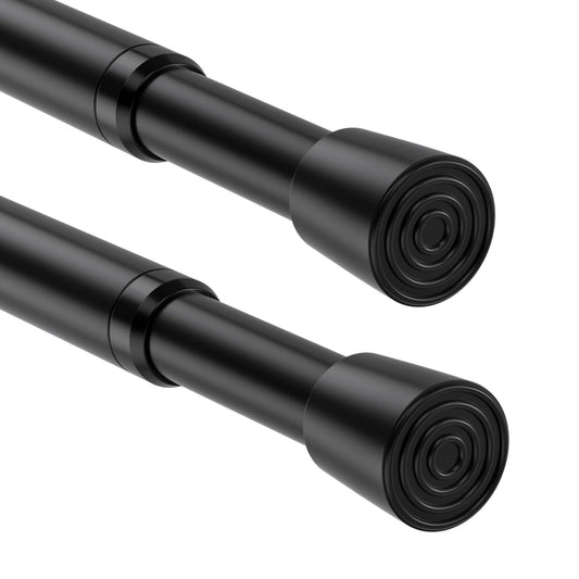 Tension Rods for Curtains 80-150cm 2Pack Balck Net Curtain Rods Shower Curtain Pole Spring Loaded Curtain Rod Extendable Curtain Rod for Window