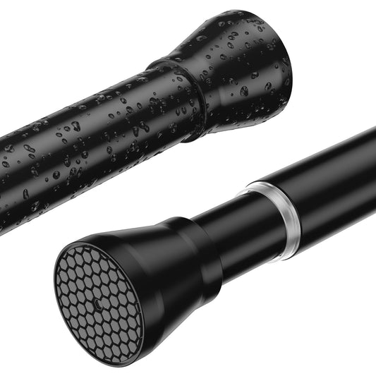 Shower Curtain Rail Extendable Curtain Poles 75-160cm Black Tension Rods for Curtains Extendable Shower Curtain Rod Telescopic Curtain Pole Spring Rod