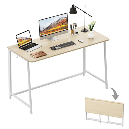 WOHOMO Folding Desk, 120cm Computer Foldable table for Work, Beige