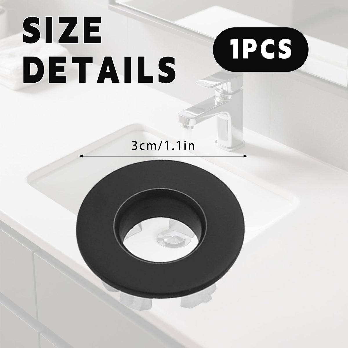 Black Brass Basin Bathroom Sink Overflow Cover