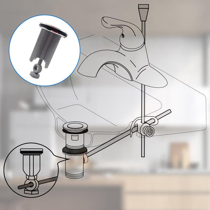 40mm Pop Up Sink Plug Replacement–Grey, Lever Arm Rod Operated Sink Plug, Chonphan Basin Waste Drain Plug, Adjustable, Chrome Brass