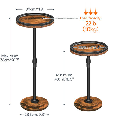 HOOBRO Round Side Table, Height Adjustable Bedside Table, Small Drink Table Sofa Table with Pedestal
