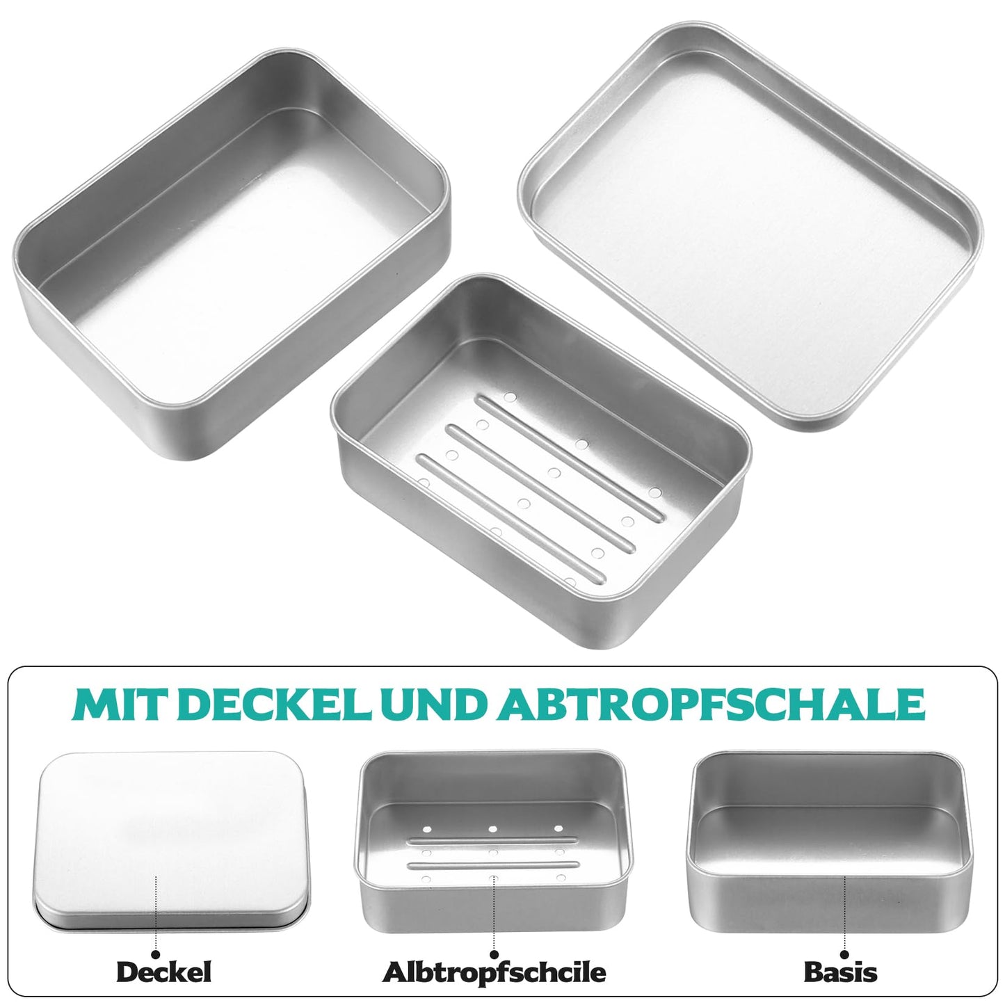 Tenbrachian 2 Pcs Travel Soap Cases, 150 ML Aluminum Soap Box, Soap Travel Case, Metal Soap Box, Soap Container, Leakproof Soap Dish Holder