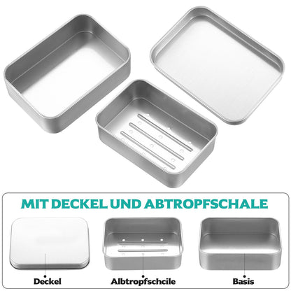 Tenbrachian 2 Pcs Travel Soap Cases, 150 ML Aluminum Soap Box, Soap Travel Case, Metal Soap Box, Soap Container, Leakproof Soap Dish Holder