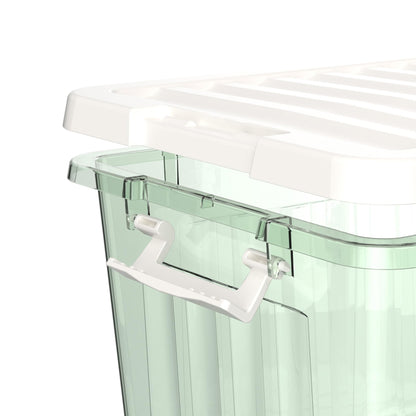 Cetomo 15L*6 Storage Boxes with Lids, Plastic Storage Box with Secure Side Latches, PP Nestable and Stackable Clear Organizer for Home, Office