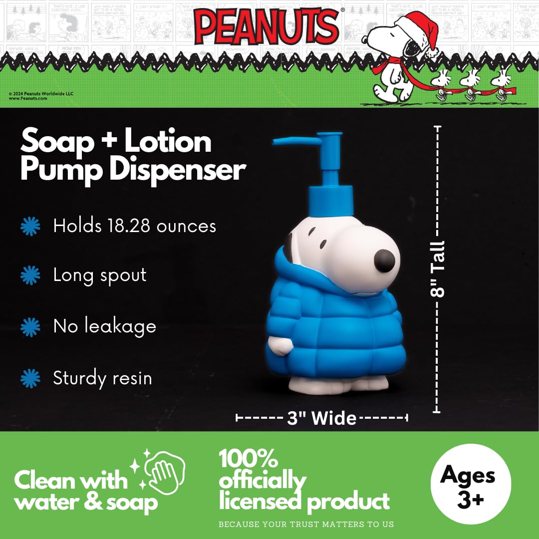 Franco Soap Lotion, Resin, Blue-Snoopy Puffer Coat Pump Dispenser