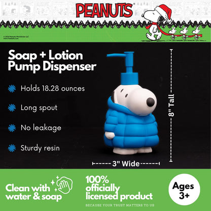 Franco Soap Lotion, Resin, Blue-Snoopy Puffer Coat Pump Dispenser