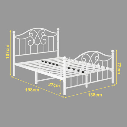 Diahomy 4ft6 Double Bed Frame with Headboard and Footboard Metal Bed Frame Double Mattress Foundation No Box Spring Needed/Easy Assembly/Bedstead