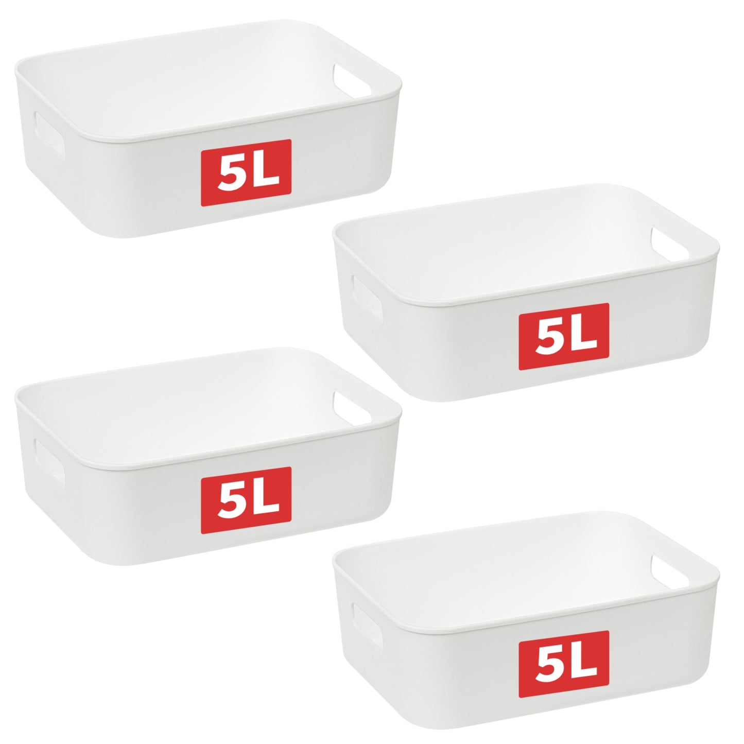 Cetomo 5L*4 Storage Basket, Plastic Open Storage Box, Containers for Shelves, Organizers with Handles for Office, Countertops, Cabinets, PP, BPA Free