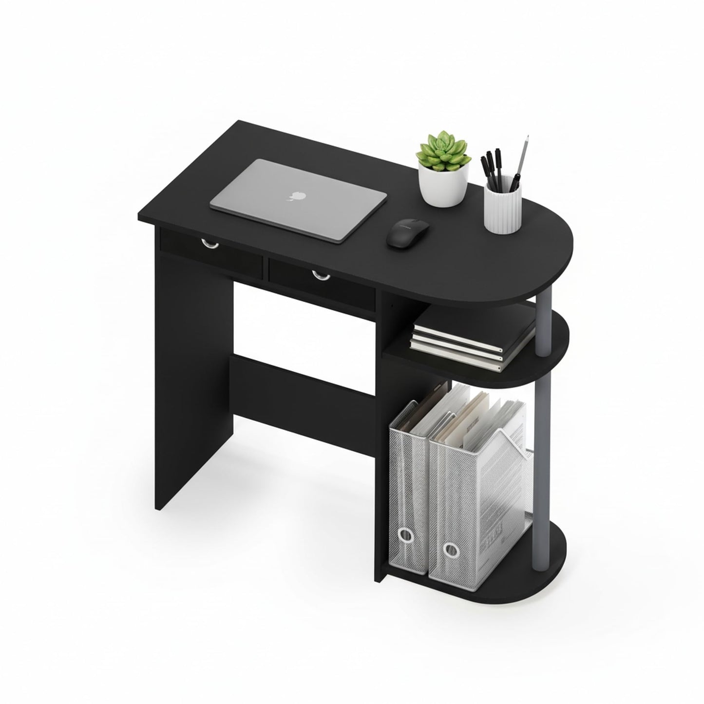 Furinno Go Green Home Laptop Notebook Computer Desk, Study Desk, Writing Desk, Black/Grey/Black, 80 (W) x 72.4 (H) x 39.6 (D) cm