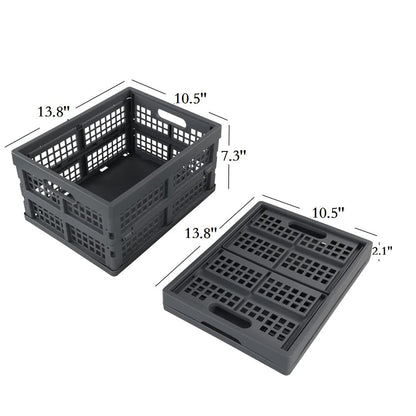 Bblina 3-pack Grey Folding Storage Crates Plastic Collapsible Basket, 15 Liter