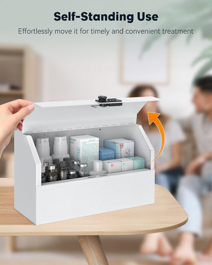 Uniclife Wall Mount Medicine Cabinet with Combination Lock Locking First Aid Cabinet Lockable Medical Cabinet Small Medicine Organizer Metal Storage