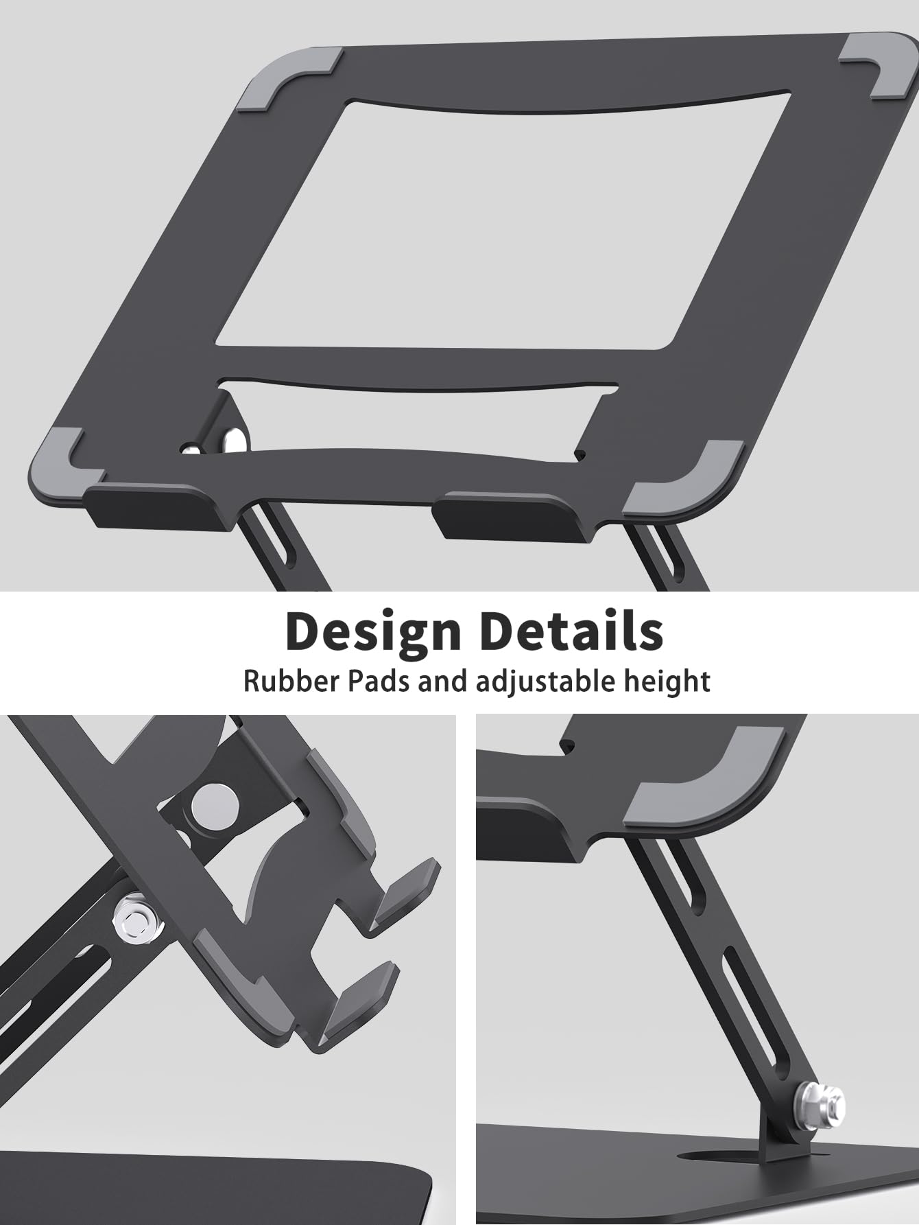 SOUNDANCE Laptop Stand, Heavy Metal Base, Adjustable, 10-15.6", Black