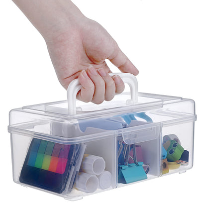 IGNPION Small Plastic Dividing Storage Box, Clear Craft Tool Storage Box