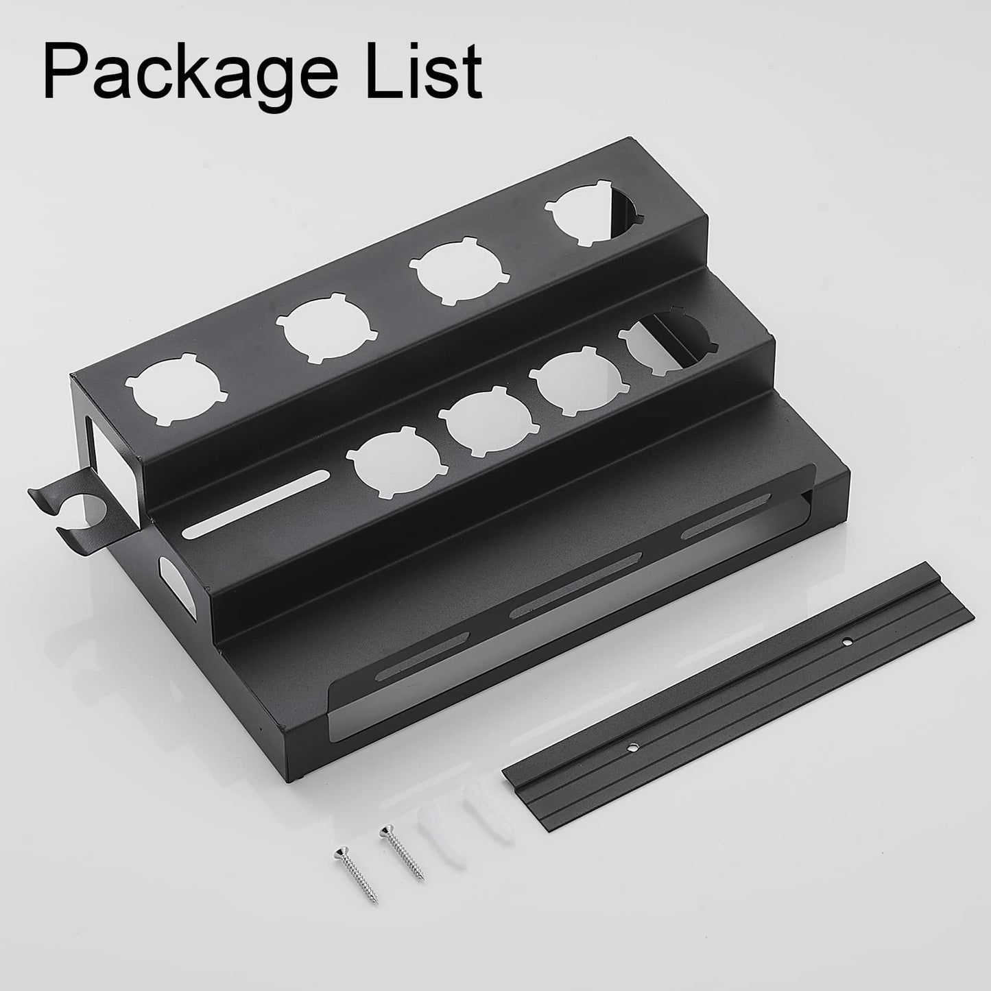 Hosoncovy Metal Wall Mount Holder Organizer Stand Storage Rack with Towel Holder Tabletop Organizer for Dyson Airwrap Styler and Brushes (Black)