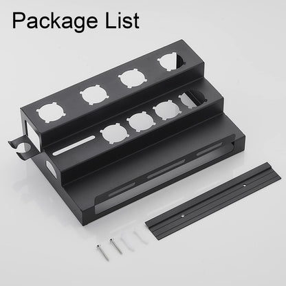 Hosoncovy Metal Wall Mount Holder Organizer Stand Storage Rack with Towel Holder Tabletop Organizer for Dyson Airwrap Styler and Brushes (Black)