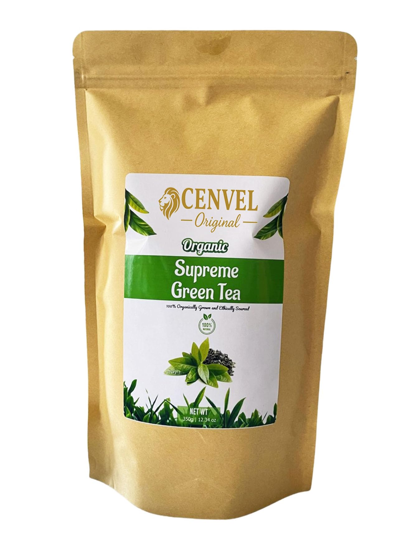 CENVEL? Organic Supreme Loose Green Tea Leaves | 100% Pure & Natural | Single Origin | Premium Large-Leaf | Rich in Antioxidants (350g, Organic Green