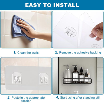 4 Pcs Shower Caddy Adhesive Replacement, Strong Stickers Wall Hooks