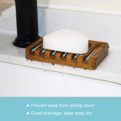 HTB Teak Soap Dish 1PC, Self-Draining Soap Bar Holder for The Shower