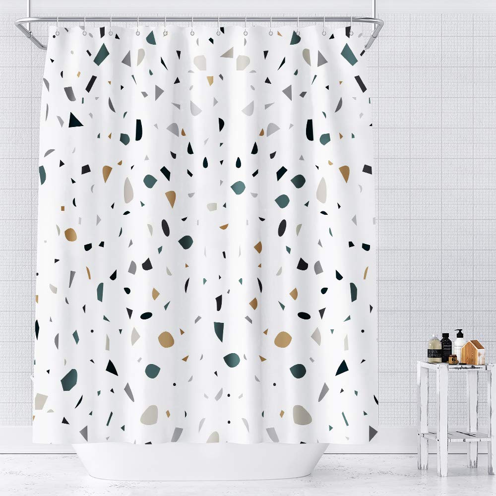 AceList Shower Curtain 180x180 cm, Anti-Mould Bath Curtain, Waterproof, Washable, Weighted Hem with 12 Shower Curtain Rings