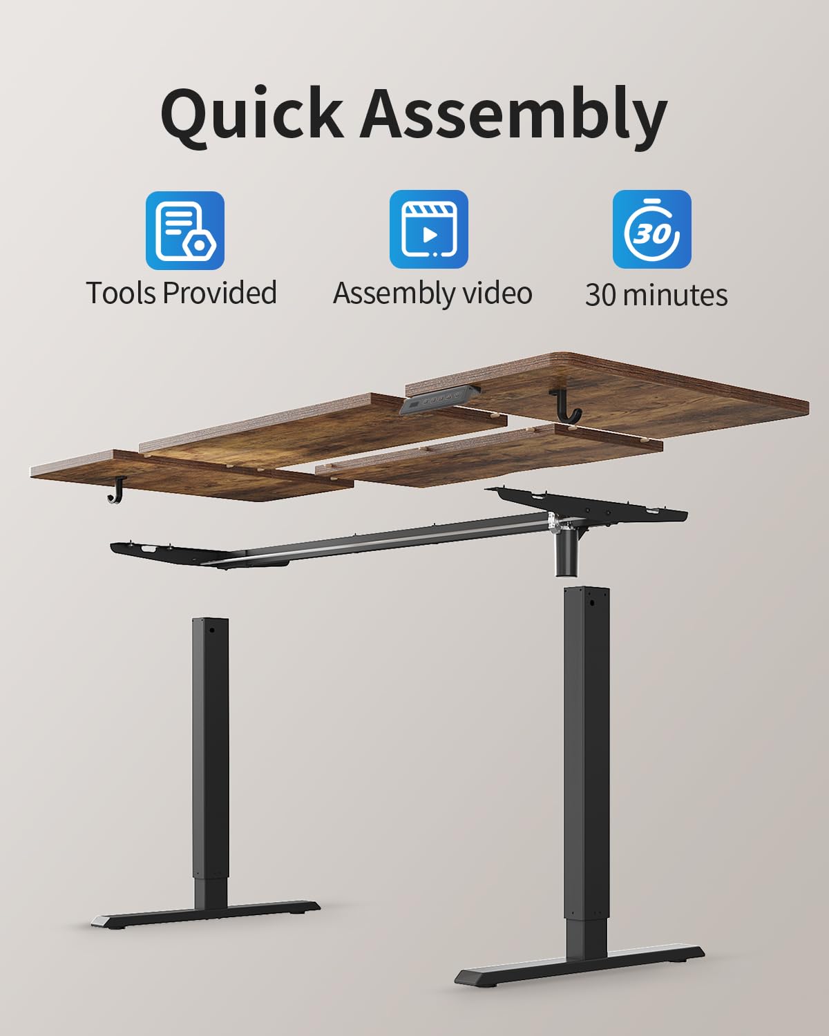 Cubiker Electric Standing Desk 120 x 60 cm, Height Adjustable Sit Stand Desk with Memory Presets, Home Office Computer Desk