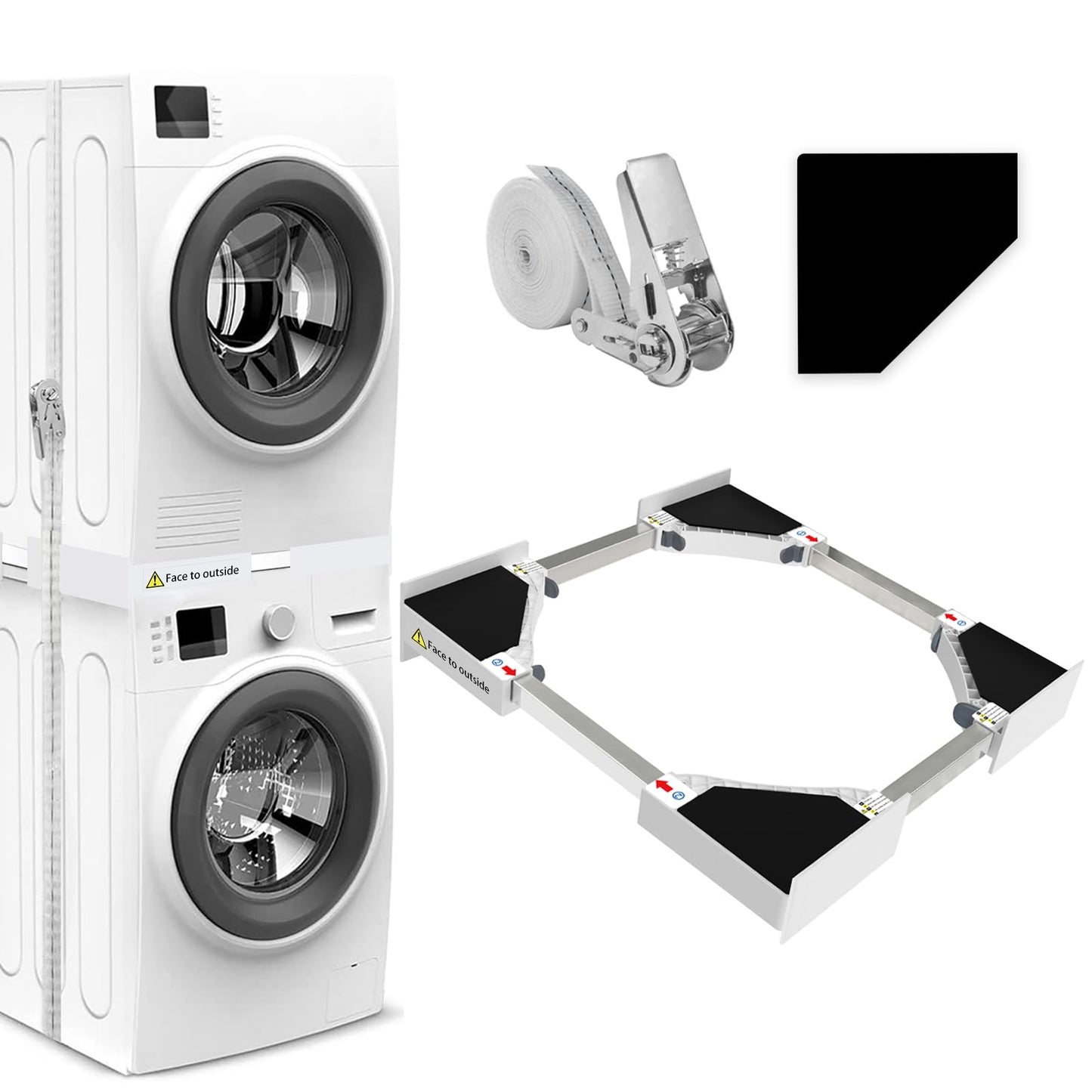 NIUXX Universal Stacking Kit for Washer and Dryer, Adjustable Stacking Frame Kit Fit for 46-66 cm Washing Machine and Tumble Dryers, Stacking Shelf