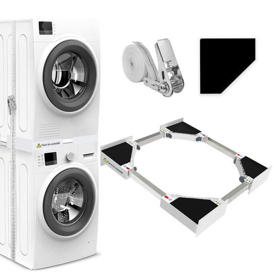 NIUXX Universal Stacking Kit for Washer and Dryer, Adjustable Stacking Frame Kit Fit for 46-66 cm Washing Machine and Tumble Dryers, Stacking Shelf