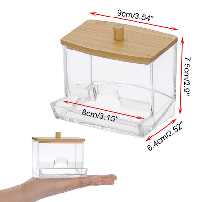 SUMTree L-shaped Qtip Cotton Ball Holder Qtip Dispenser with Bamboo Lid