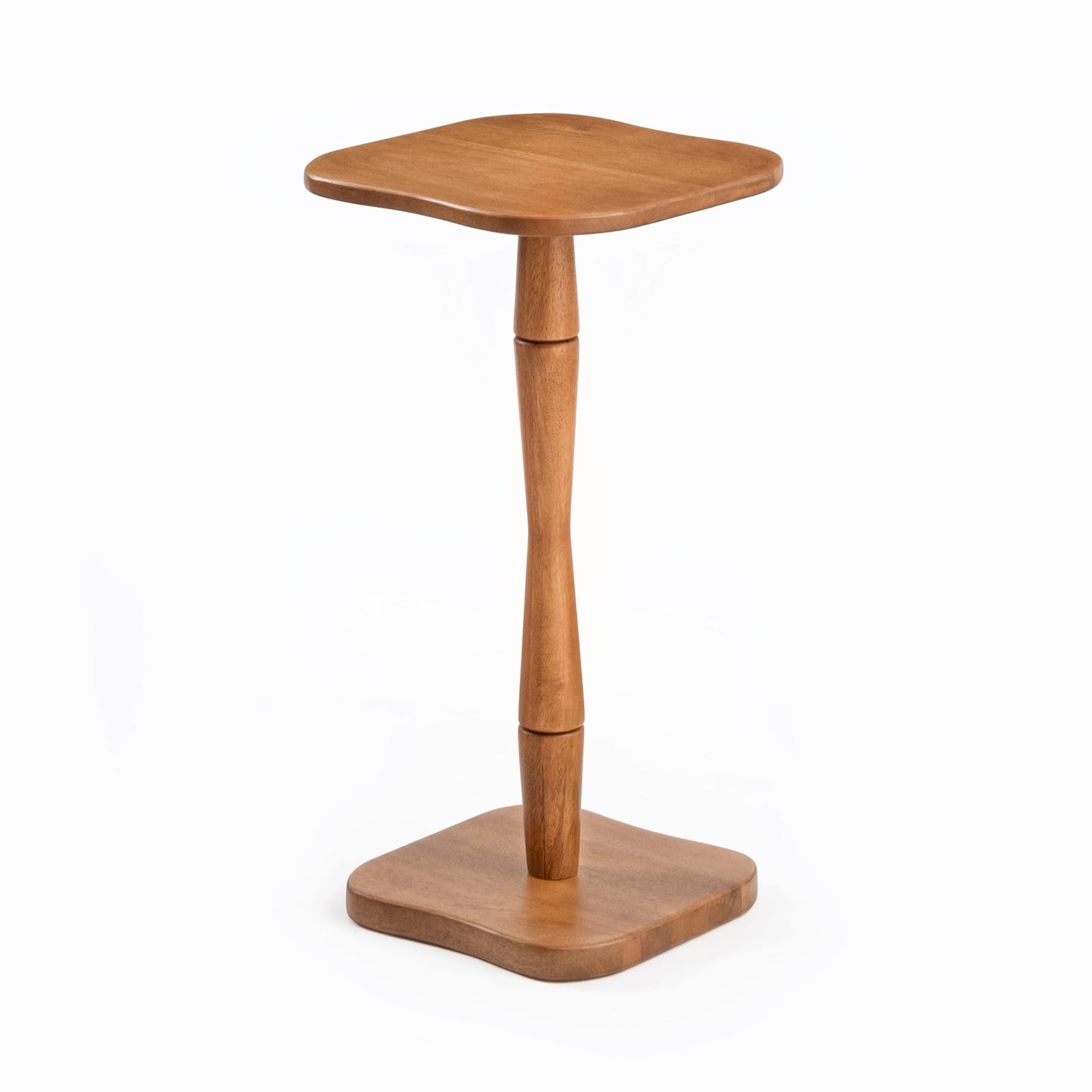 MH London Destiny Square Side End Table - 56cm Tall Solid Mango Wood Accent Table - Handmade Mid Tone Honey Finish Nightstand for Living Room