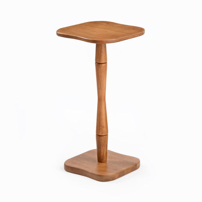 MH London Destiny Square Side End Table - 56cm Tall Solid Mango Wood Accent Table - Handmade Mid Tone Honey Finish Nightstand for Living Room