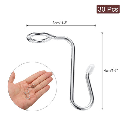 sourcing map 30 Pcs Clothes Hanger Connector Hooks, Metal Hanger Extender Hooks for Wooden Metal Clothes Hangers Silver Tone