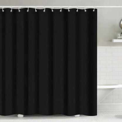 FAVORTALK Black Shower Curtains Waterproof Polyester Fabric Shower Curtain Mould Proof Mildew Resistant 180x180cm Solid Bathroom Curtain Set with 12