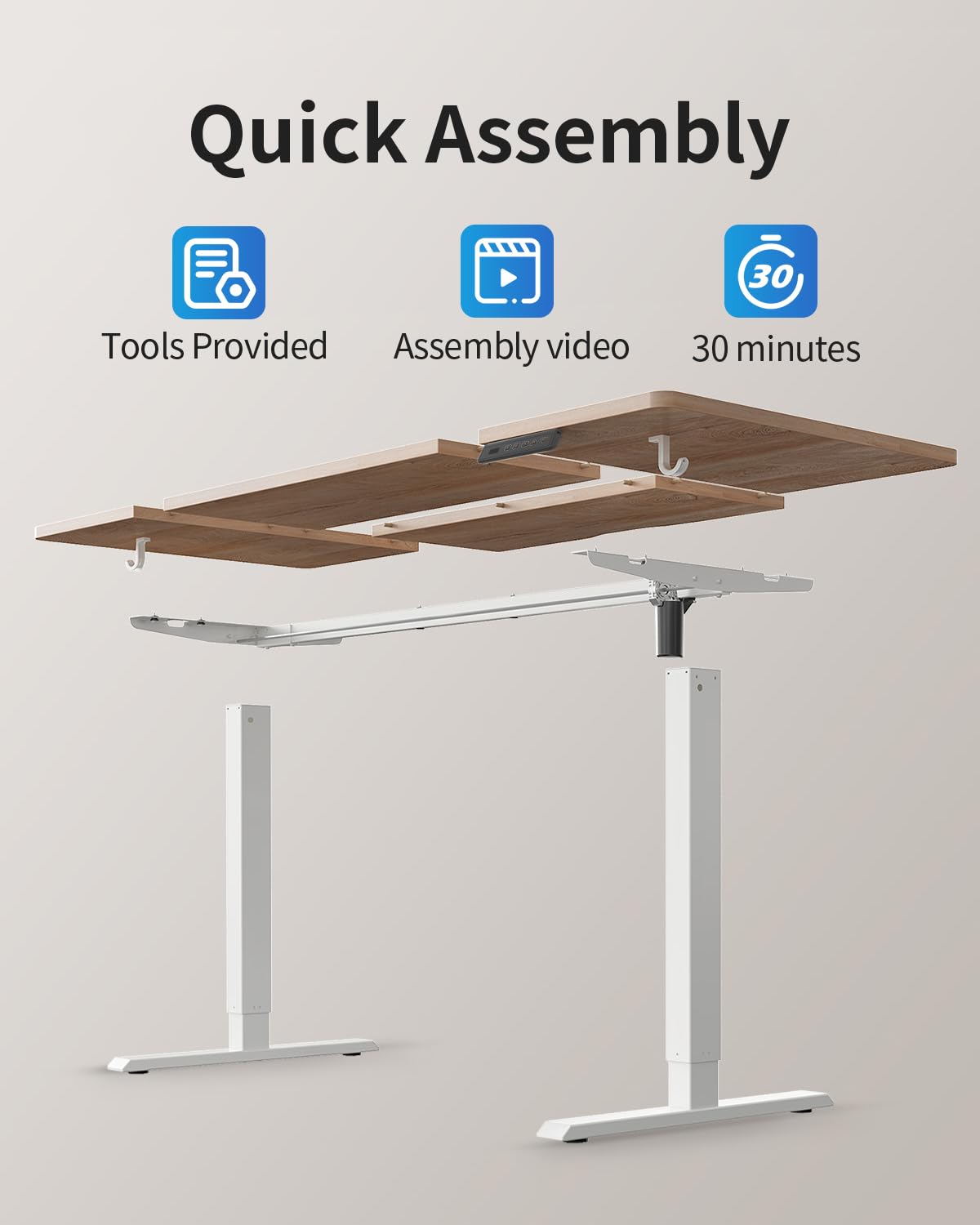 Cubiker Electric Standing Desk 120 x 60 cm, Height Adjustable Sit Stand Desk with Memory Presets, Home Office Computer Desk, White Frame with Oak Top