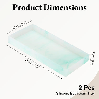 sourcing map 2Pcs Bathroom Vanity Tray, 7.9" x 3.9" Silicone Soap Dispenser Trays, Shatterproof Kitchen Sink Organizer for Soaps Keys Candle Trinket