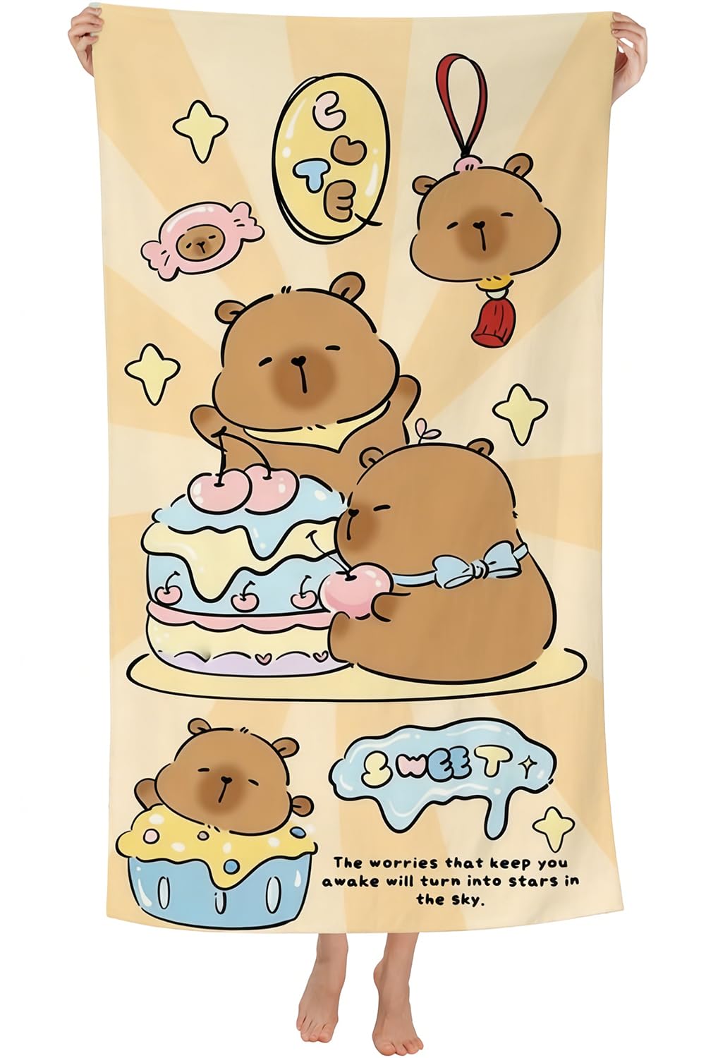 Spiritzohic Capybara Beach Towels, Capybara Bath Towels Swimming Towel Quick Dry Microfibre Towel Sandproof Beachs BathTowels for Holiday, Swimming