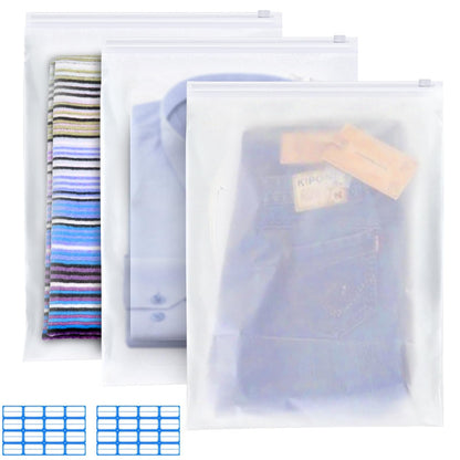 Reusable Zip Lock Bags, 24pcs 40x60cm Plastic Travel Storage Organiser No Holes Hospital Pouches Frosted Waterproof Ziplock Bags for Clothes, Shoes