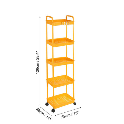 PATIKIL 5-Tier Rolling Utility Cart with Handle, Storage Shelves Organizer Cart Movable Storage Organizer with Wheels for Room Office Kitchen