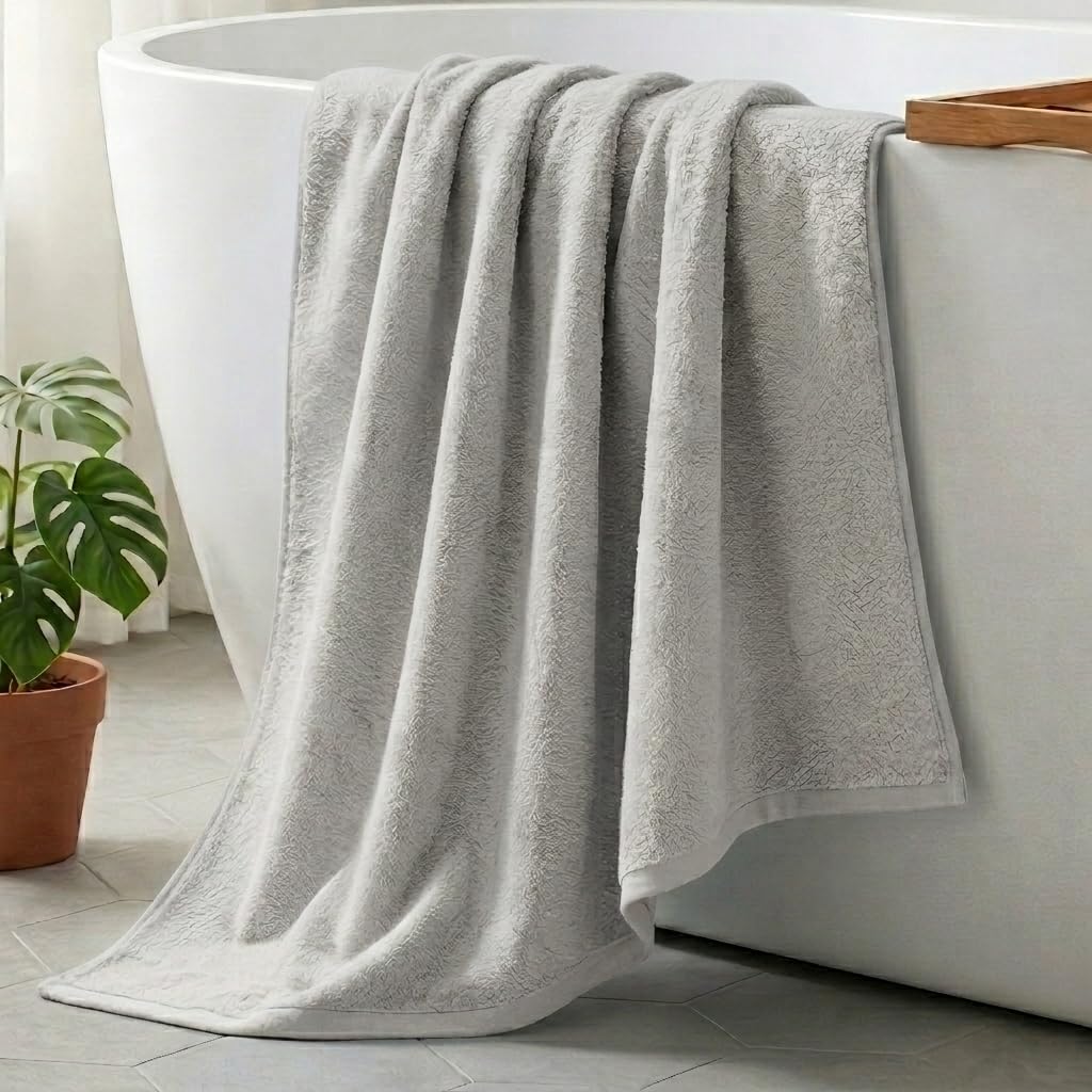 Vie TRIOMPHE Standard Zero-Twist Bath Towel 70x140cm, Long-Staple Cotton Sophisticated Mist Grey, Ultra-Soft Absorbent Hotel-Quality Towel, 330g