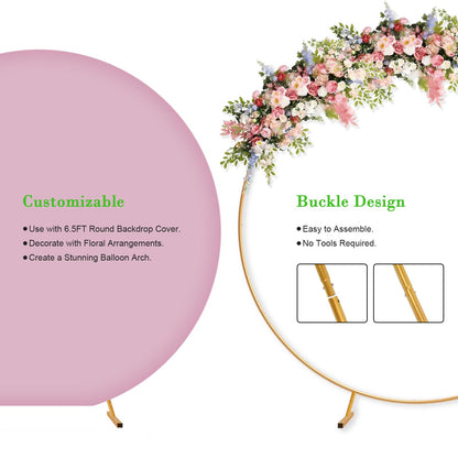 PlusFive Round Backdrop Stand, 6.9ft (2.1m) Gold Circle Round Arch Stand, Wedding Arch Frame, Big Size Arch Stands for Wedding Birthday Baby Shower