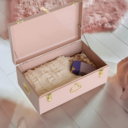 HofferRuffer Metal Storage Trunk with Lockable Lid & Handles, 52.1 × 26.2 × 20.1 Heavy Duty Storage Chest for Bedroom, Living Room, Bedding