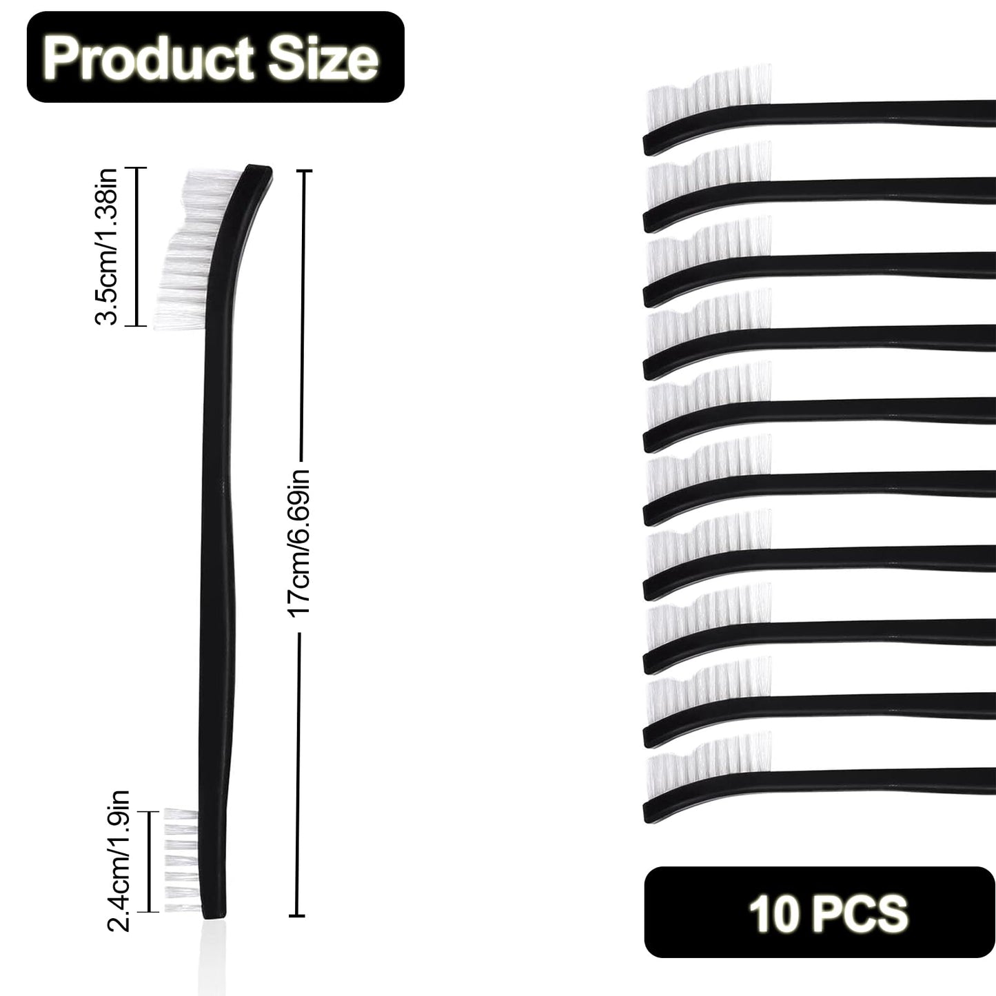 10 PCS Small Cleaning Brushes Set, Double-Ended Nylon Detailing Crevice Brush 7Inch All Purpose Stiff Bristles Brushes for Kitchen Sink Bathroom Gaps
