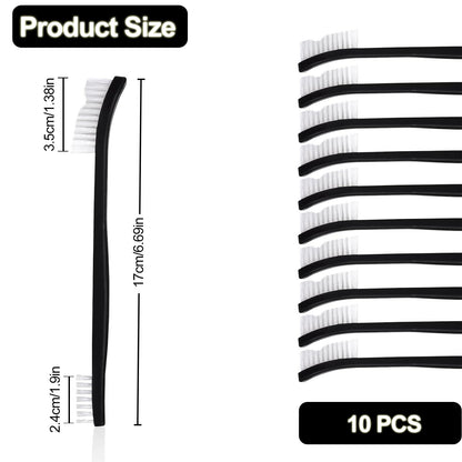 10 PCS Small Cleaning Brushes Set, Double-Ended Nylon Detailing Crevice Brush 7Inch All Purpose Stiff Bristles Brushes for Kitchen Sink Bathroom Gaps