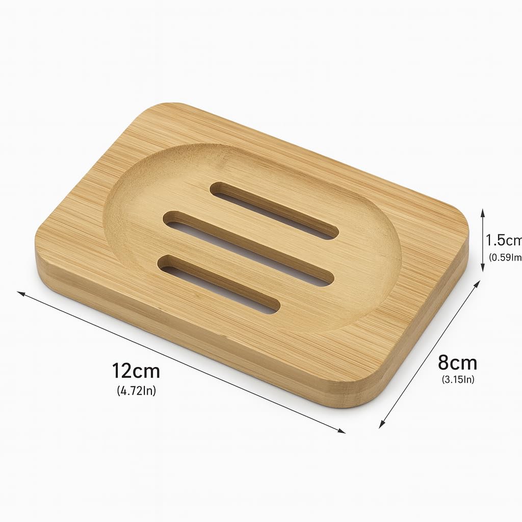 Bamboo Soap Dish – Natural Wooden Soap Holder with Drainage Grooves | Eco-Friendly, Quick-Dry & Durable Soap Tray for Bathroom, Shower