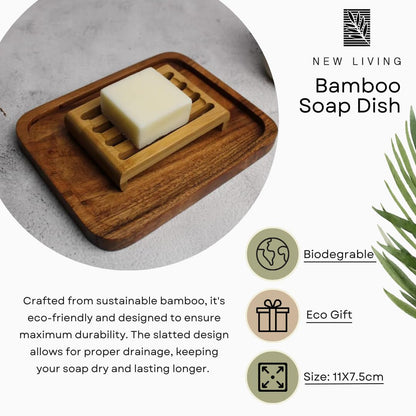 Bamboo Soap Dish | Bamboo Soap Tray | 11cm x 7.5 cm | Eco Product, Eco Friendly Gift (1)