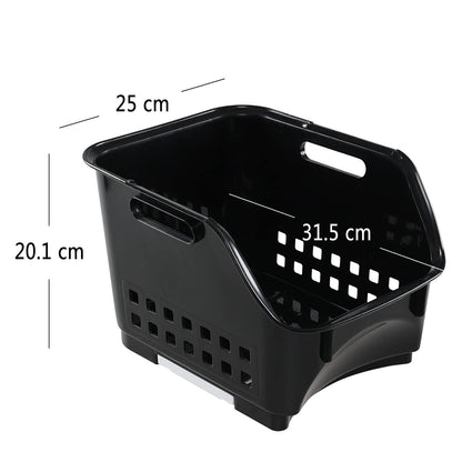 Morcte 3 Tier Stacking Baskets Storage Veg Rack Plastic Stackers, Black