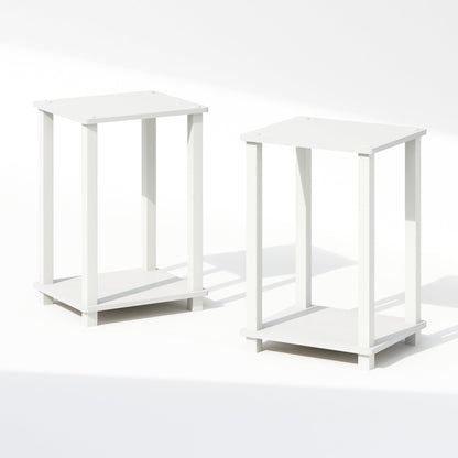 Furinno SIMPLISTIC Night Stand Set of 2, 2-Tier Small Nightstand with Open Shelf, Toolless Bedside Table, End Table, Side Table, for Bedroom