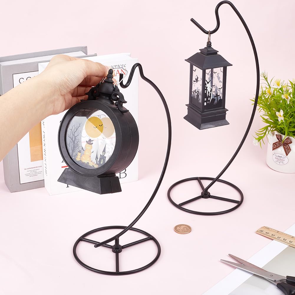 NBEADS 3 Pcs Black Ornament Display Stand, Air Plant Holder Iron Hanging Hook Display Stands Glass Ball Hanger for Home and Office Decor