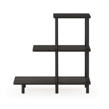 Furinno TURN-N-TUBE Side Table, 3-Tier Tall L-Shape End Table with Open Shelf, Tall Toolless Night Stand, Bedside Table, for Living Room, Bedroom