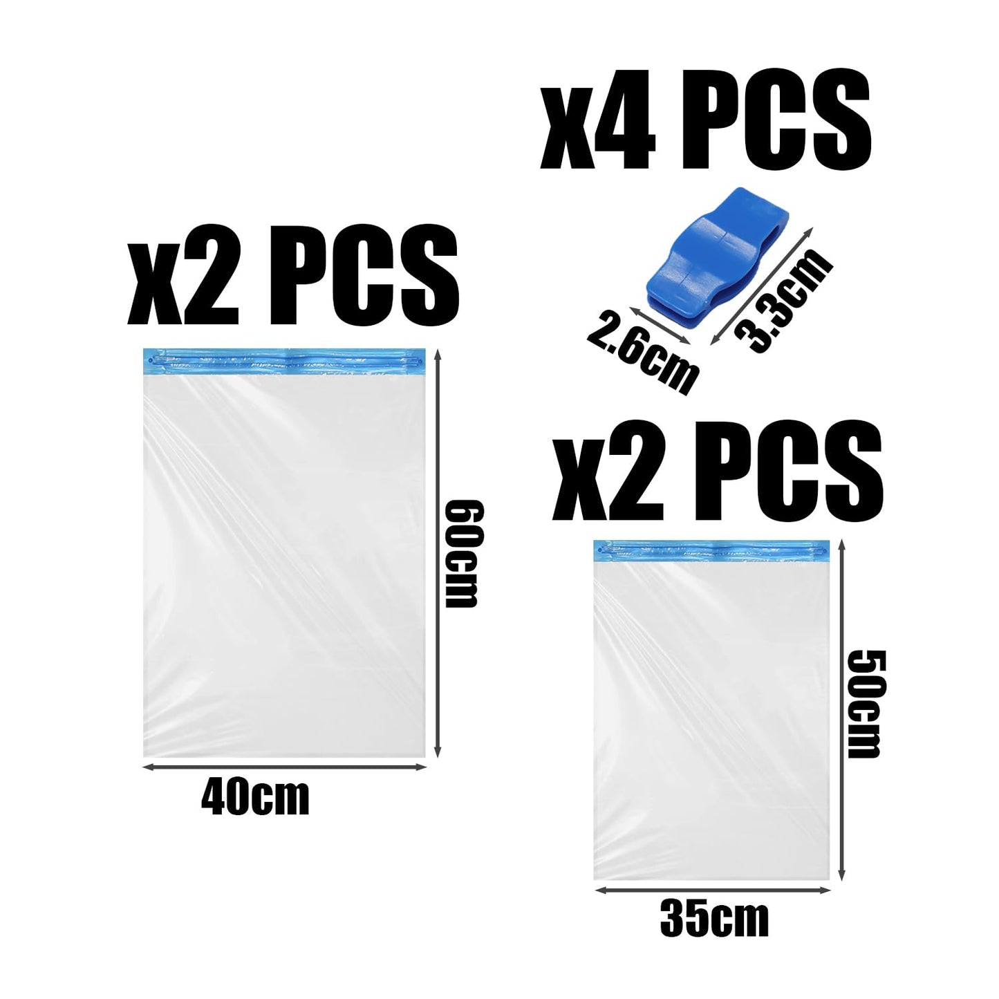 QIHUAN 4 Pieces Vacuum Compression Bag, Clothing Storage Bag, Travel Supplies, Clothing Storage Supplies, Sea Compression Bag.